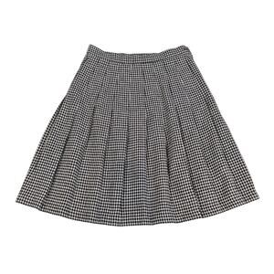 Vintage 90s Houndstooth Wool Skirt  Stephanie Andrews Black White A-Line Pleated
